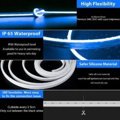 Mini Blue LED Neon Flex 6x12mm 12V 120LEDs/m IP65 Waterproof 2.5cm Kit -Atom Led 81 dXK4 YNL. AC SL1500