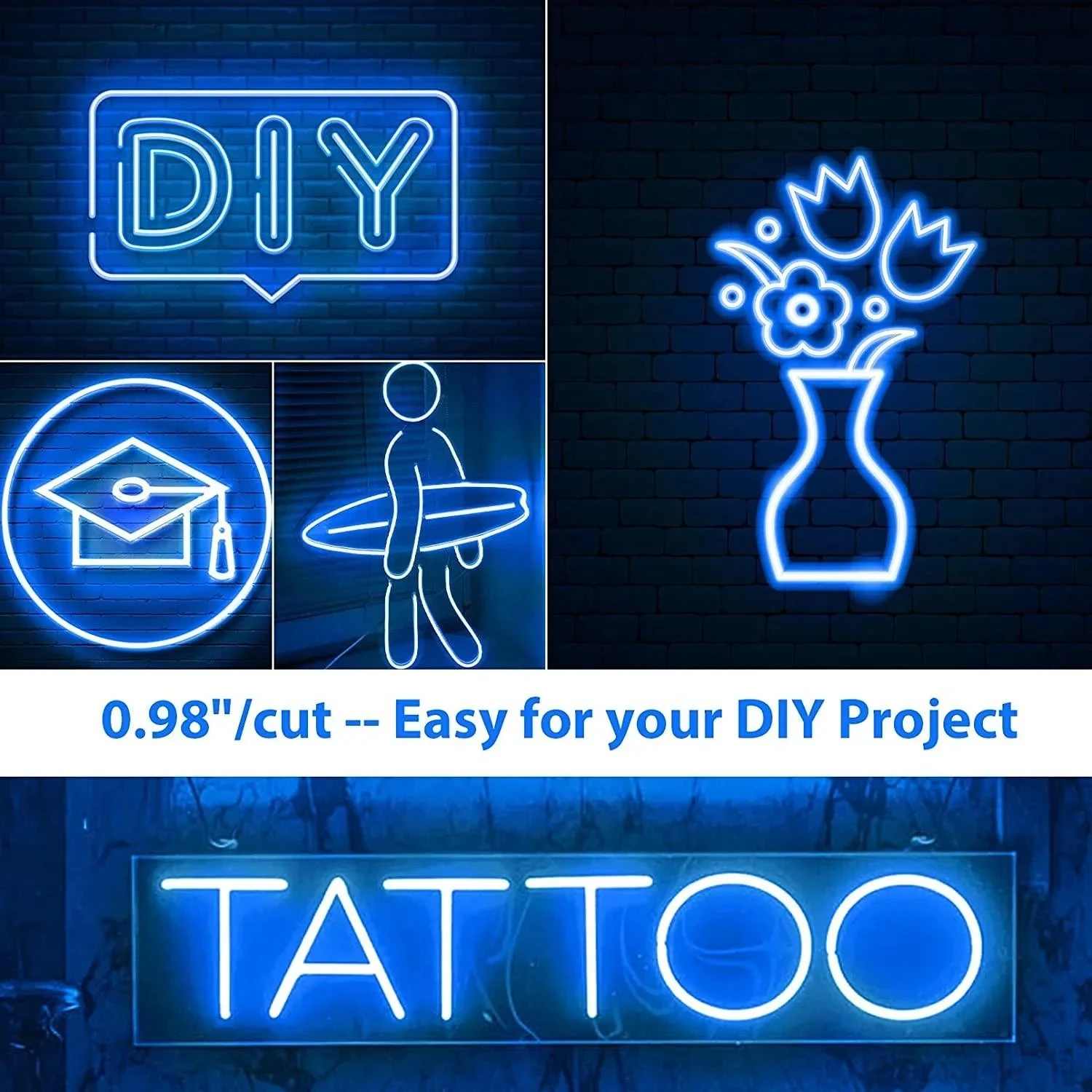 Mini Blue LED Neon Flex DC 12V 6x12mm 120LED/m IP65 Waterproof 1cm Cut 6 Mini Blue LED Neon Flex DC 12V 6x12mm 120LED/m IP65 Waterproof 1cm Cut - Image 4