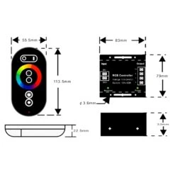12V/24V RGB LED Strip Controller With Touch Remote 18A 3 Channel RGB LED Controller With RF Remote Control 11 12V/24V RGB LED Strip Controller With Touch Remote 18A 3 Channel RGB LED Controller With RF Remote Control -Atom Led ATOM LED 12V 24V RGB LED Strip Controller with Touch Remote 18A 3 Channel RGB LED Controller with RF Remote Control 3