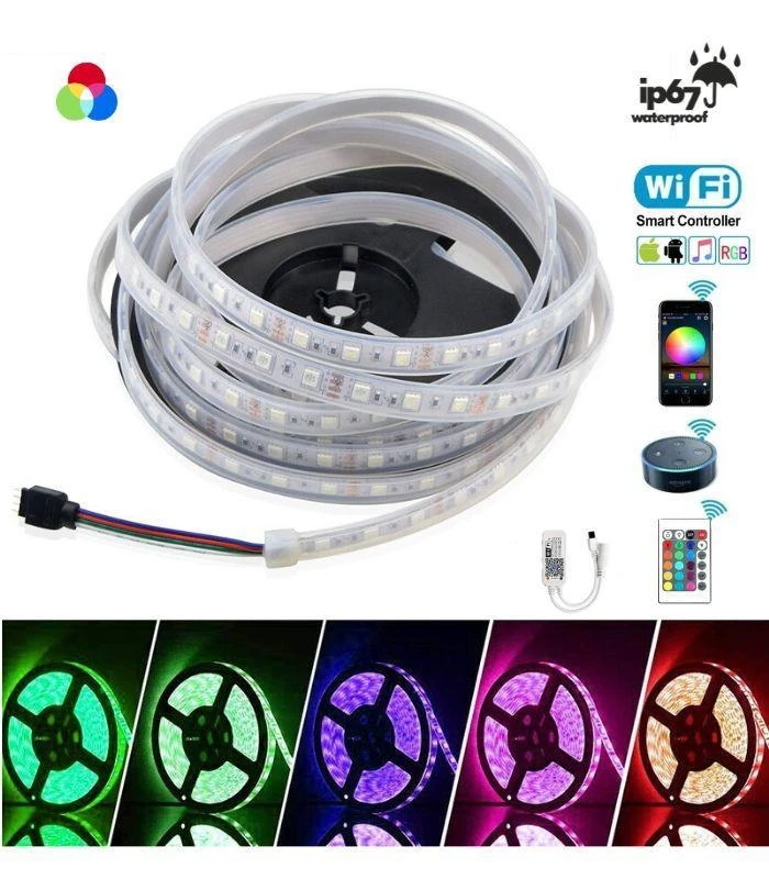 RGB LED Strip 5050 12V WiFi Control RGB LED Strip IP67 Waterproof 300LEDs 5m Full Kit Compatible With Alexa And Google Home 5 RGB LED Strip 5050 12V WiFi Control RGB LED Strip IP67 Waterproof 300LEDs 5m Full Kit Compatible With Alexa And Google Home - Image 3