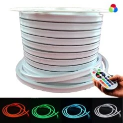 RGB Neon Flex 220V 240V 10x20mm Flat Shape IP65 Dimmable With Remote Kit -Atom Led CopyofCopyofATOMLEDRGBNEONFLEXIP68Waterproof15x2524VIP68Waterproof