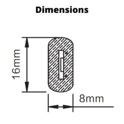 Blue Neon Flex Double Side 220V 240V 120LED/m 8x16mm IP67 WaterproofFull Kit 18 Blue Neon Flex Double Side 220V 240V 120LED/m 8x16mm IP67 WaterproofFull Kit -Atom Led Dimensions