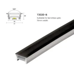 LED Strip Black Silicone Neon Flex Profile Cover Body Flexible Bendable 30x20mm