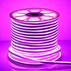Pink LED Neon Flex AC 220V 240V 8x16mm 120LEDs/m IP65 Waterproof With UK Plug