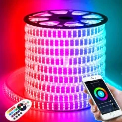 RGB LED Strip 220V 240V 144 LEDs/m IP65 Wireless Bluetooth App Control With Remote