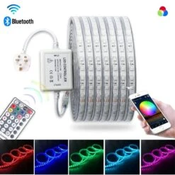RGB LED Strip 220V 240V 60LEDs/m IP65 Wireless Bluetooth App Control With Remote