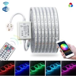 RGB LED Strip Light 220V 240V 60LEDs/m IP65 Waterproof WIFI App Control Work With Google & Alexa