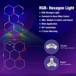 RGB Hexagrid LED Hexagon Ultrabright LED Multicolour Hex Lights - Five Hex Grid -Atom Led RGBhexagridledlights HexagonLightingRGB 12