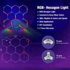 RGB Hexagrid LED Hexagon Ultrabright LED Multicolour Hex Lights - Eight Hex Grid -Atom Led RGBhexagridledlights HexagonLightingRGB 13