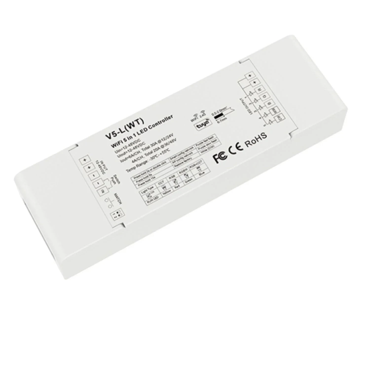 Skydance 12-48VDC 5CH*6A WiFi & RF 5 In 1 LED Controller V5-L(WT) 3 Skydance 12-48VDC 5CH*6A WiFi & RF 5 In 1 LED Controller V5-L(WT)
