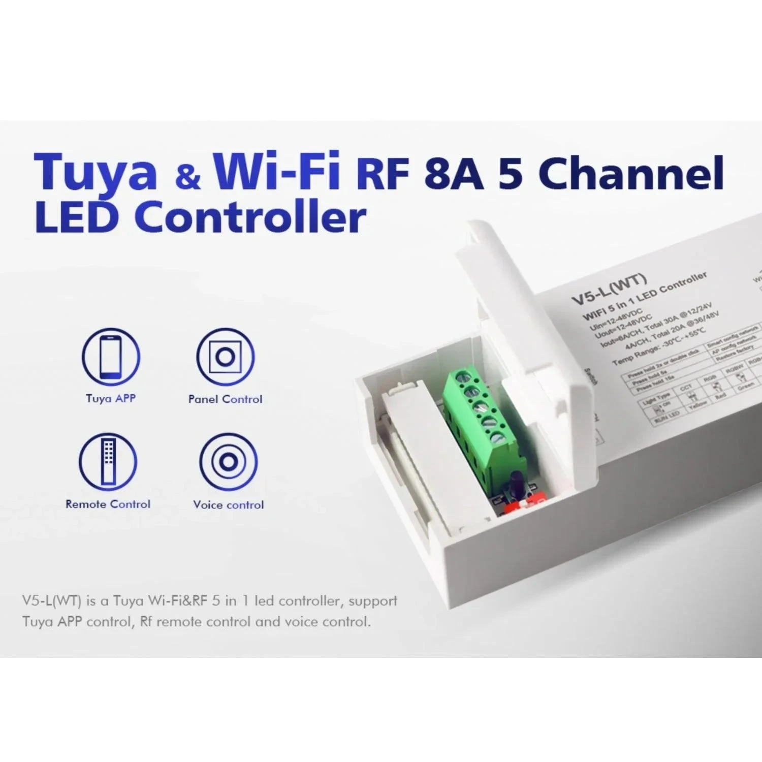Skydance 12-48VDC 5CH*6A WiFi & RF 5 In 1 LED Controller V5-L(WT) 8 Skydance 12-48VDC 5CH*6A WiFi & RF 5 In 1 LED Controller V5-L(WT) - Image 6