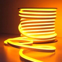 Yellow LED Neon Flex 220V 240V 8x16mm 120LEDs/m IP65 Waterproof With UK Plug