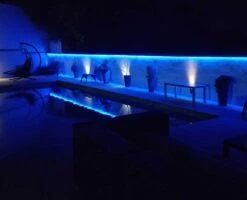 Blue LED Neon Flex AC 220V 240V 8x16mm 120LEDs/m IP65 Waterproof With UK Plug -Atom Led blue outdoor poolside accent lighting