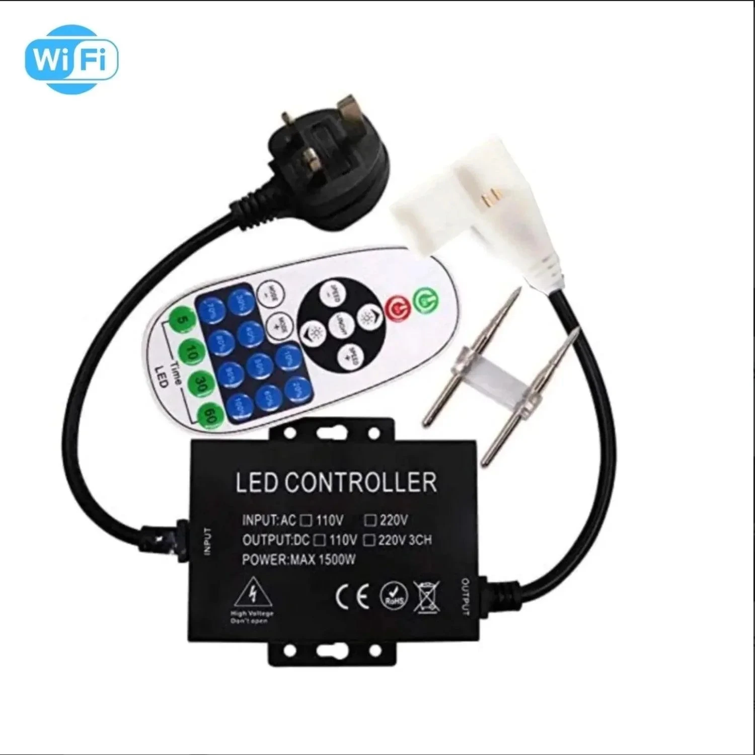 COB LED Strip 220V 240V WIFI Dimmer Controller With 23-Key RF Remote Control 1500W For Brightness Adjustment 3 COB LED Strip 220V 240V WIFI Dimmer Controller With 23-Key RF Remote Control 1500W For Brightness Adjustment