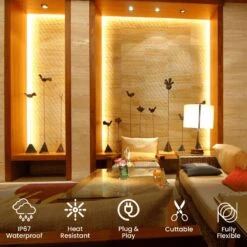 Warm White LED Neon Flex 220V 240V Wireless 8x16mm 120LEDs/m IP65 With UK Plug -Atom Led neonflex6