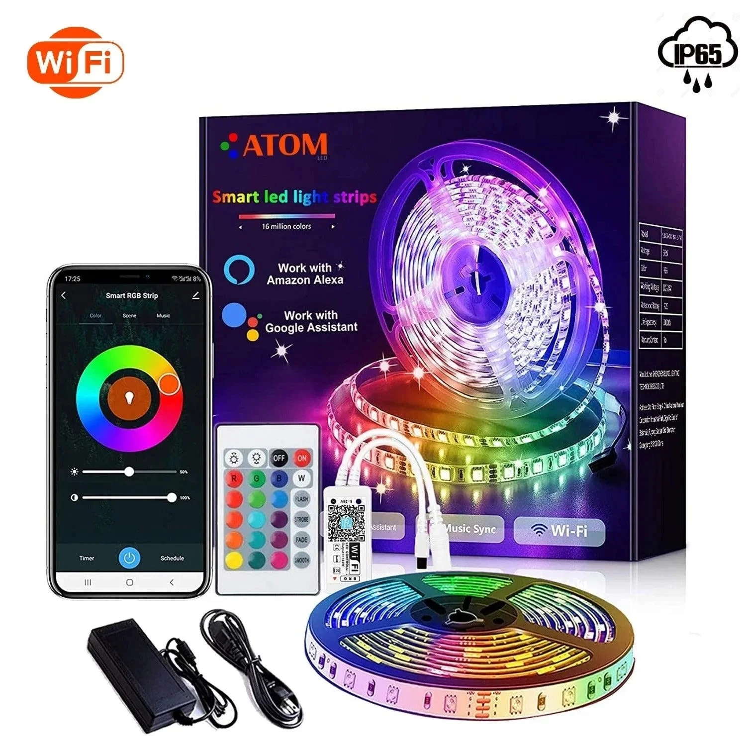 RGB LED Strip 12V WiFi Wireless Control IP65 Waterproof 300LEDs 5m Full Kit Work With Alexa And Google Home 3 RGB LED Strip 12V WiFi Wireless Control IP65 Waterproof 300LEDs 5m Full Kit Work With Alexa And Google Home