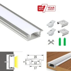 LED Strip Light Aluminium Recessed Profile Milky Cover Cabinet LED Channel