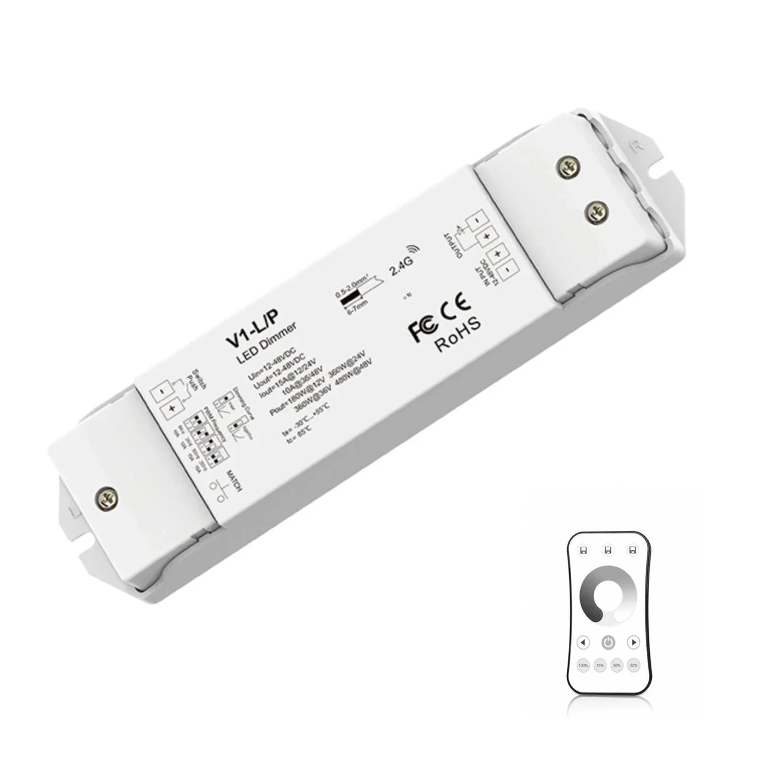 Skydance Single Colour 1CH*15A 12-48VDC CV Controller, Push-Dim V1-L/P With R6-1 Remote 3 Skydance Single Colour 1CH*15A 12-48VDC CV Controller, Push-Dim V1-L/P With R6-1 Remote