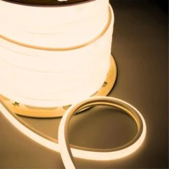 Warm White LED Neon Flex 220V 240V 16x16mm D Shape Vertical Bend 120LEDs/m IP65 With UK Plug -Atom Led warmwhiteledneonflex220V240V16x16mm 1