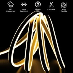 Warm White LED Neon Flex Double Side 220V 240V 120LED/m 8x16mm IP67 Waterproof Full Kit